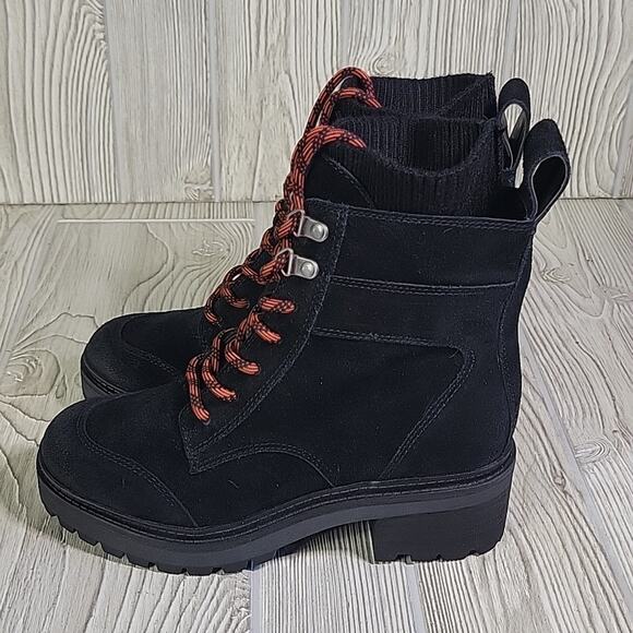 Zodiac Chance Black Leather Lace Up Side Zip Combat Ankle Boots Womens 5.5 NEW - Picture 4 of 13